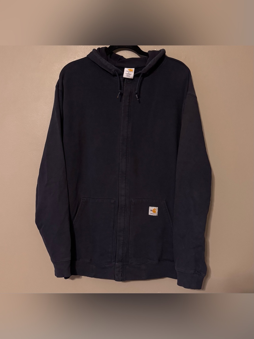 Vintage Carhartt FR Flame Resistant Full Zip Navy Blue Hoodie HRC 2 Mens Large